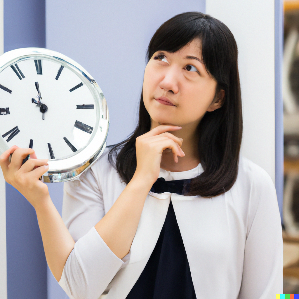 Karrierefaktor Zeit - nachdenkliche Frau mit Uhr